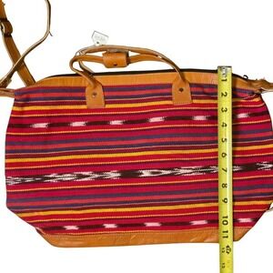 Made‎ in Guatemala Multi Color Travel Weekend Medium Leather And Cotton Bag